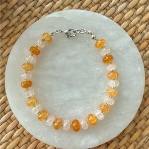 Orange and Clear Quartz Beaded Bracelet
